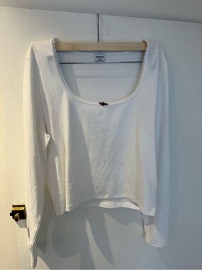 Sunday Best White Long-Sleeve Scoop Neck Top